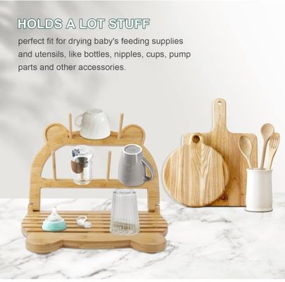 Tenitore per asciugatrice di bottiglie di bambù per asciugatura rapida e risparmio di spazio