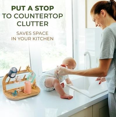 Migliora la tua esperienza di asciugatura con il nostro scaffale di asciugatura per bottiglie di bambù per bambini