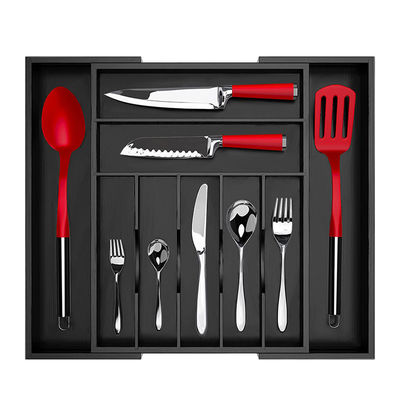 Bamboo Cucina Arredamento D'argento Contenitore di utensili e vassoio per posate Organizzatore del cassetto per posate Personalizzare le dimensioni