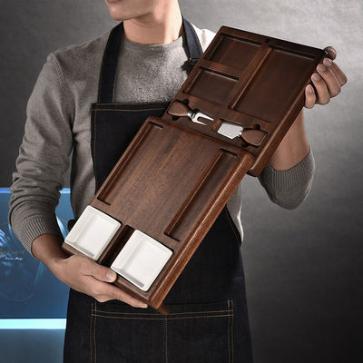 Tavola di taglio di bambù multifunzione personalizzabile con supporto e colander pieghevole