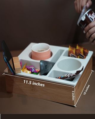Scatola di stoccaggio in legno da scrivania per il salotto Tavolo da caffè Snack e telecomando