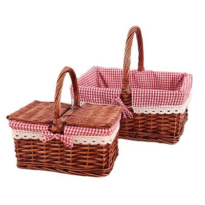Vento rurale Cubo tessuto a mano Vicker giardino Picnic Cesto di stoccaggio con maniglia 30x20x15cm Stoccato
