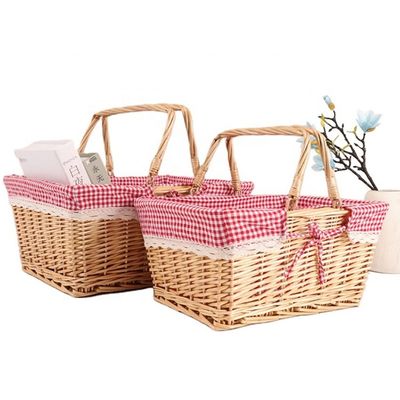 Vento rurale Cubo tessuto a mano Vicker giardino Picnic Cesto di stoccaggio con maniglia 30x20x15cm Stoccato