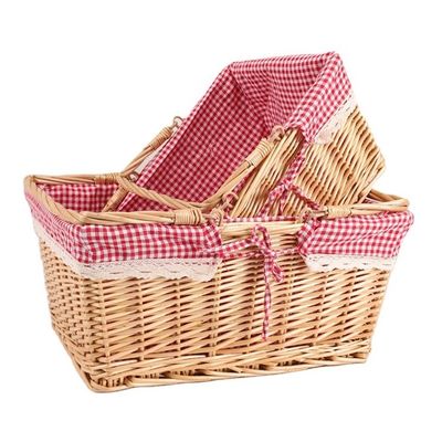 Vento rurale Cubo tessuto a mano Vicker giardino Picnic Cesto di stoccaggio con maniglia 30x20x15cm Stoccato