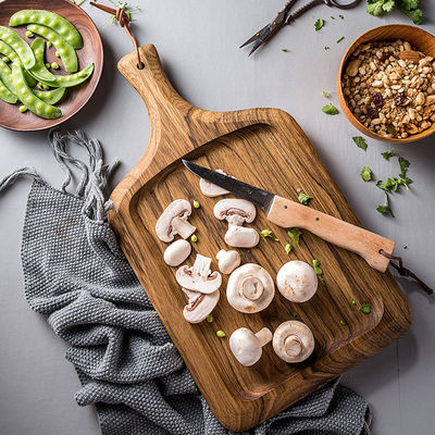 Mini Tavolo di taglio di legno di acacia con circolo di cibo di legno e portacoltelli