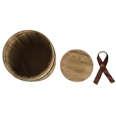 Minicaffè di legno artigianale e botte per conservare i dolci con serigrafia