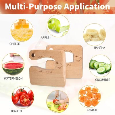 OEM coltello in legno per bambini per cucinare pesce carino a forma di dinosauro cucina giocattolo tagliatore di verdura