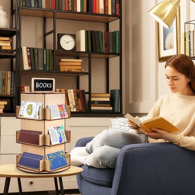 Materie di vetro di legno Rack per cartoline di legno con piccolo cartellone personalizzato