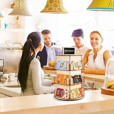 Materie di vetro di legno Rack per cartoline di legno con piccolo cartellone personalizzato