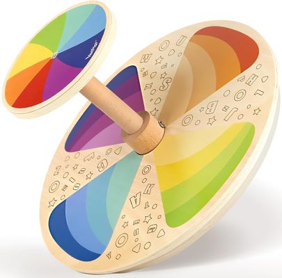 Sedile di filatura in legno sedere e girare dimensioni maggiori laser incisione giocattolo di attività di filatura classica