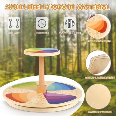 Sedile di filatura in legno sedere e girare dimensioni maggiori laser incisione giocattolo di attività di filatura classica