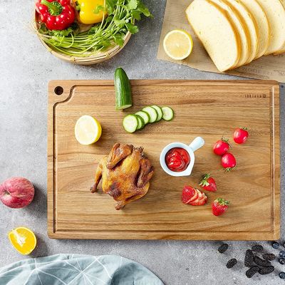 Tavola da taglio di acciaio per cucina professionale di bambù e legno d'olivo con contenitori