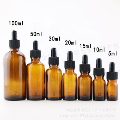5 ml 10 ml 15 ml 20 ml 30 ml 50 ml 100 ml Bottiglia gocciolante in vetro ambra con vaso di vetro per alimenti