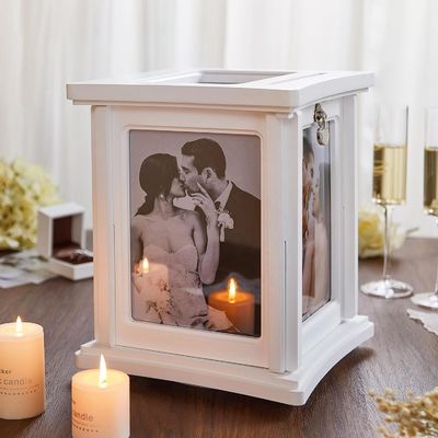 Ricevimento di nozze Eucalyptus DIY Envelope Scatola di legno con lucchetto campione gratuito