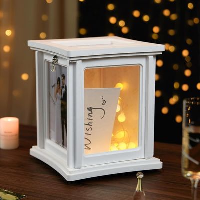 Ricevimento di nozze Eucalyptus DIY Envelope Scatola di legno con lucchetto campione gratuito