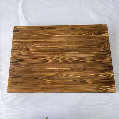 Disegni personalizzati accettati vassoio rustico rettangolare in legno con maniglie metalliche