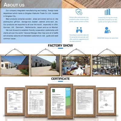 Disegni personalizzati accettati vassoio rustico rettangolare in legno con maniglie metalliche