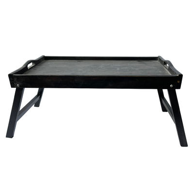 Stampa a tela di seta colazione naturale vassoio da letto in legno con gambe pieghevoli Servizio cucina