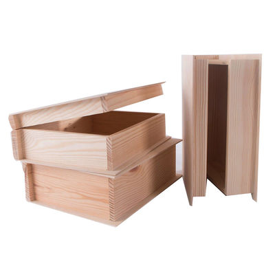 Scatola a forma di libro a colori di legno di pino personalizzata per fancy artigianato regalo in legno incompiuto