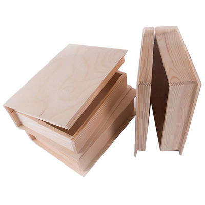 Scatola a forma di libro a colori di legno di pino personalizzata per fancy artigianato regalo in legno incompiuto