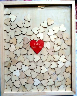 Decorazioni di matrimonio rustiche alternative Cuori di legno verniciati Libro degli ospiti per dimensioni personalizzate