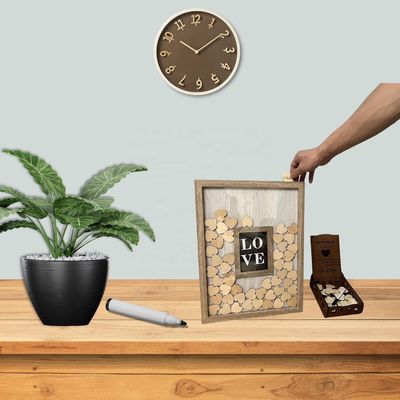 Legno e vetro Decorazione romantica di matrimonio Custom Drop Top Frame con inserto foto grande