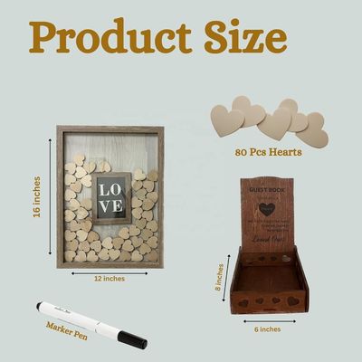 Legno e vetro Decorazione romantica di matrimonio Custom Drop Top Frame con inserto foto grande