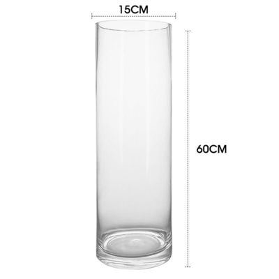 Vaso di vetro trasparente a cilindro alto spessito in stile europeo con un range di altezza di 10-60 cm