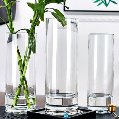 Vaso di vetro trasparente a cilindro alto spessito in stile europeo con un range di altezza di 10-60 cm