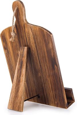 Stylish Pine Wood Cookbook Stand con installazione in piedi e tavolo da taglio marrone