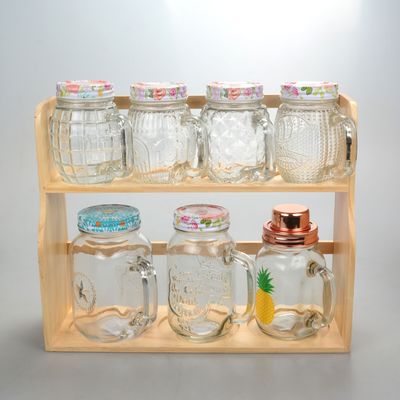 Vaso di vetro elegante e trasparente con coperchio in plastica colorata 100% sicuro per gli alimenti