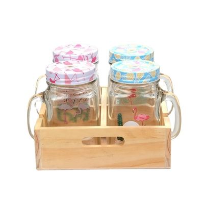 Vaso di vetro elegante e trasparente con coperchio in plastica colorata 100% sicuro per gli alimenti