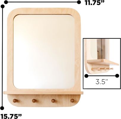 Specchio di ingresso con ganci e scaffale organizzatore stile di design rustico