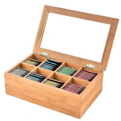 Scatola da tè per regalo in legno con logo personalizzato e colore semplice