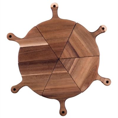 OEM ODM accettato Dimensioni personalizzate Eco-friendly Non Stick Cena Piatto di legno Pizza Serving Tray 6pcs