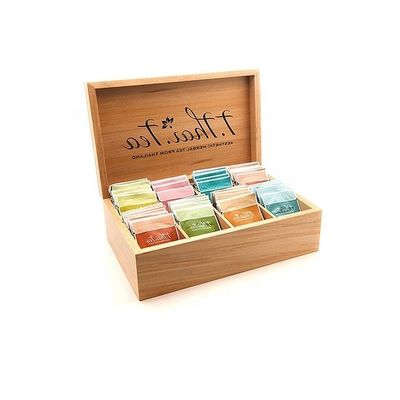 8 Compartimento Scatola da tè in legno a colori semplici adatta alla stampa su vetrina