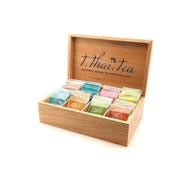 8 Compartimento Scatola da tè in legno a colori semplici adatta alla stampa su vetrina