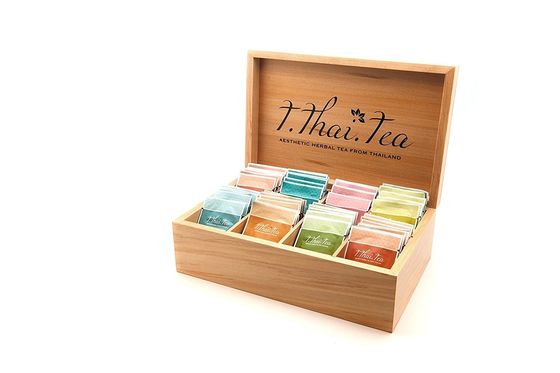 8 Compartimento Scatola da tè in legno a colori semplici adatta alla stampa su vetrina
