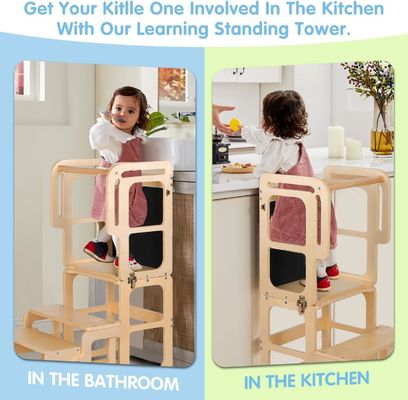 Montessori Pieghevole di apprendimento Torre di legno regolabile cucina scaffale passo per bambini piccoli
