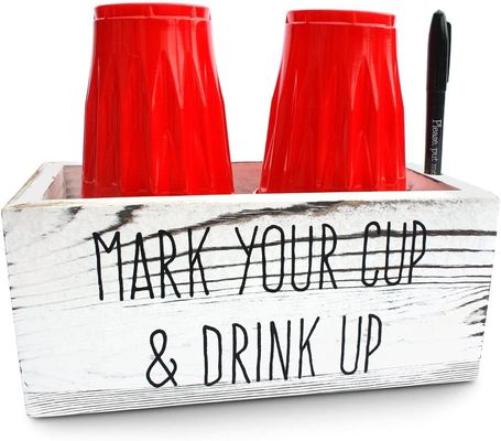 Supporto coppa monouso a doppio pino bianco per distribuzione di utensili da festa rustici