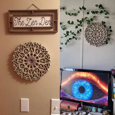 Decorazione artigianale a 6 strati coloratissima decorazione appesa Boho Decorazione murale di arte Mandala in legno