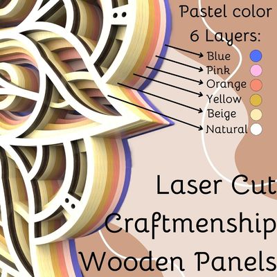 Decorazione artigianale a 6 strati coloratissima decorazione appesa Boho Decorazione murale di arte Mandala in legno