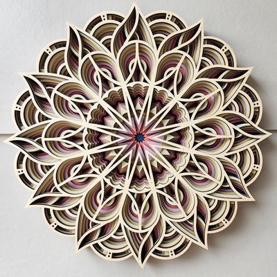 Decorazione artigianale a 6 strati coloratissima decorazione appesa Boho Decorazione murale di arte Mandala in legno