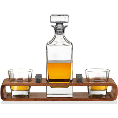 Decantatore di whisky personalizzato con supporto in legno e pietre di raffreddamento per feste