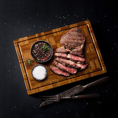 Tavole per il taglio di bambù per tutte le stagioni Set di 3 con scanalatura di succo e stampa su vetro di seta