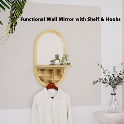 Bagno camera da letto ingresso salotto specchi decorativi specchi murali con scaffale e ganci da giacca Legno incorniciato