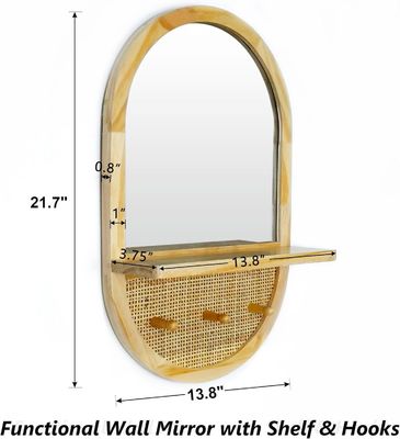 Bagno camera da letto ingresso salotto specchi decorativi specchi murali con scaffale e ganci da giacca Legno incorniciato