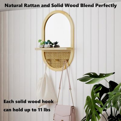 Bagno camera da letto ingresso salotto specchi decorativi specchi murali con scaffale e ganci da giacca Legno incorniciato