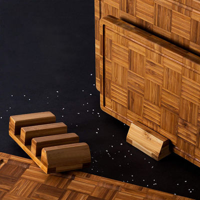 Tavole per il taglio di bambù per tutte le stagioni Set di 3 con scanalatura di succo e stampa su vetro di seta