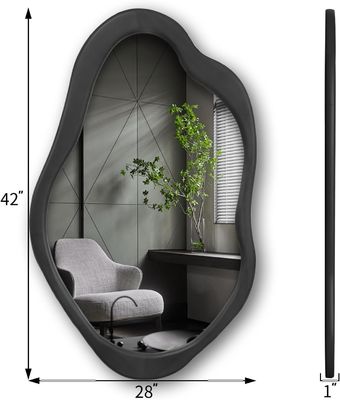 Rustico Legno Nero Inquadratura Parete asimmetrica Specchio ondulato per soggiorno Camera da letto Entrata Bagno